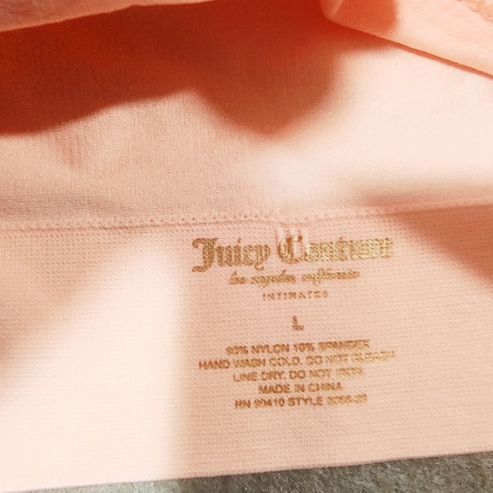 Juicy Couture Rhinestone Logo Strapless Bandeau Bra Set Hot Pink & Peach #2 - Picture 4 of 4